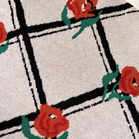 Anthropologie L Maeve Oversized Crop Crewneck Trellis Floral Pullover Sweater - Picture 16 of 16